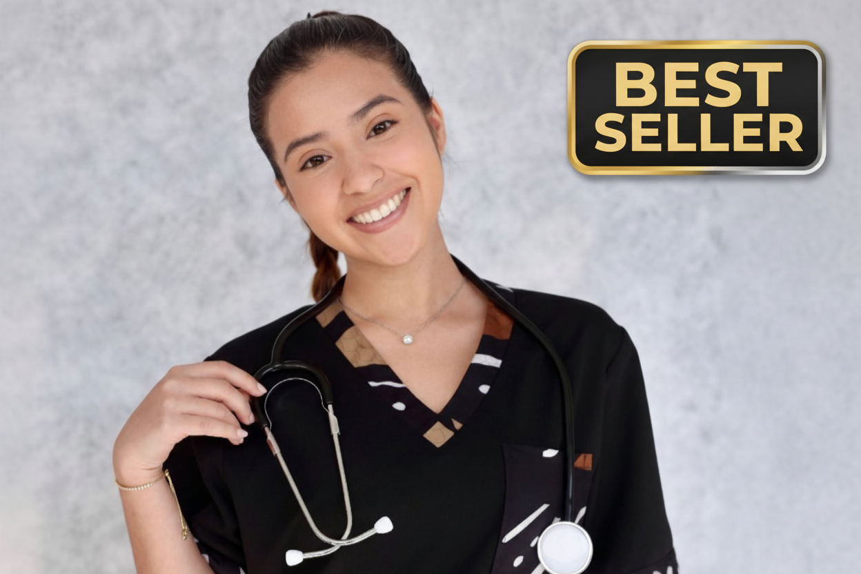 Uniforme médical noir avec badge Best Seller